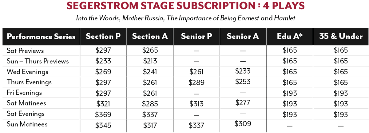 Segerstrom Stage Series Chart